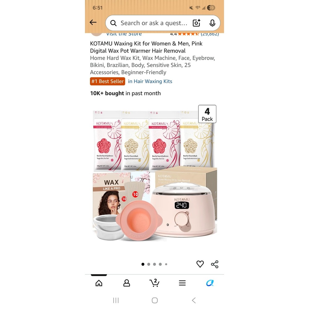 KOTAMU Waxing Kit for Women & Men, Pink Digital Wax Pot Warmer